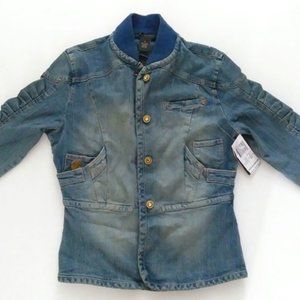 NWT Rocawear "Cleopatra" Stonewashed Denim Button Up Jacket, Size Medium